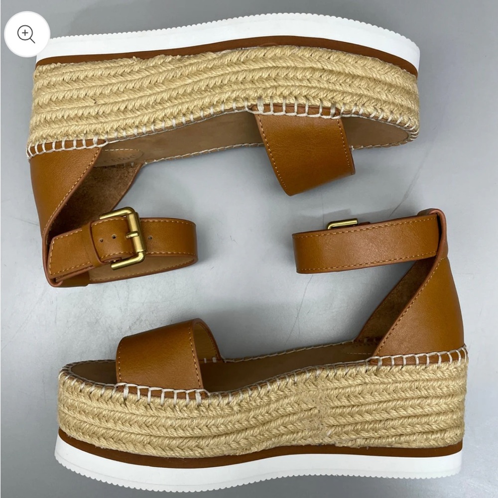SEE BY CHLOÉ Glyn flatform Texan Calf Skin Espadrilles in Tan Sandals - Picture 4 of 10